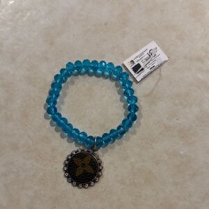 Blue Beaded Bracelet with Pendant